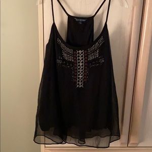 Beaded black tank top